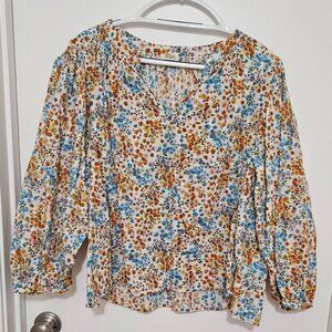 a.n.a Women's Long-Sleeve Blouse Plus XXL Floral